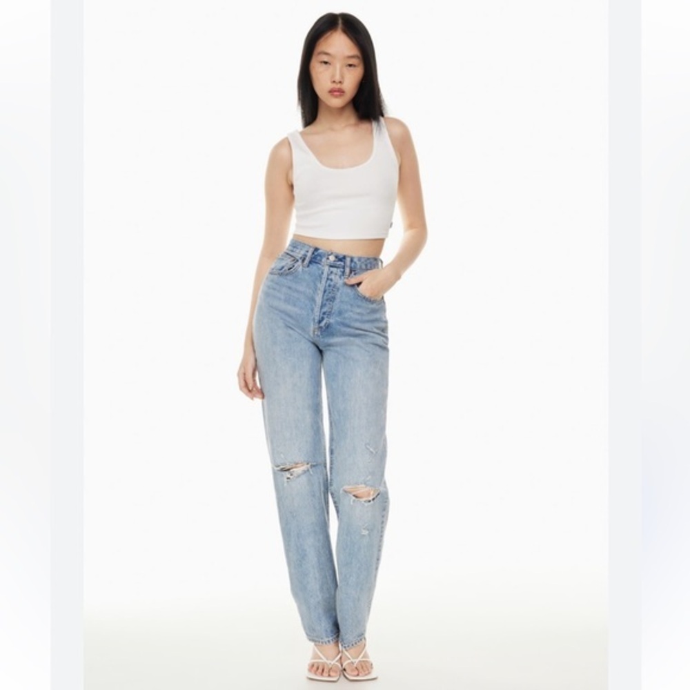 Denim Forum The Joni High Rise Loose Light Blue Straight Leg Jeans Size 23